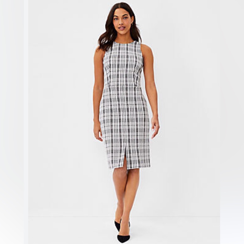 Ann taylor plaid petite sheath dress